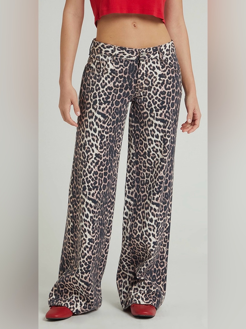 PacSun Casey Low Rise Baggy Jeans Leopard Print Wide Leg Y2K Size 28